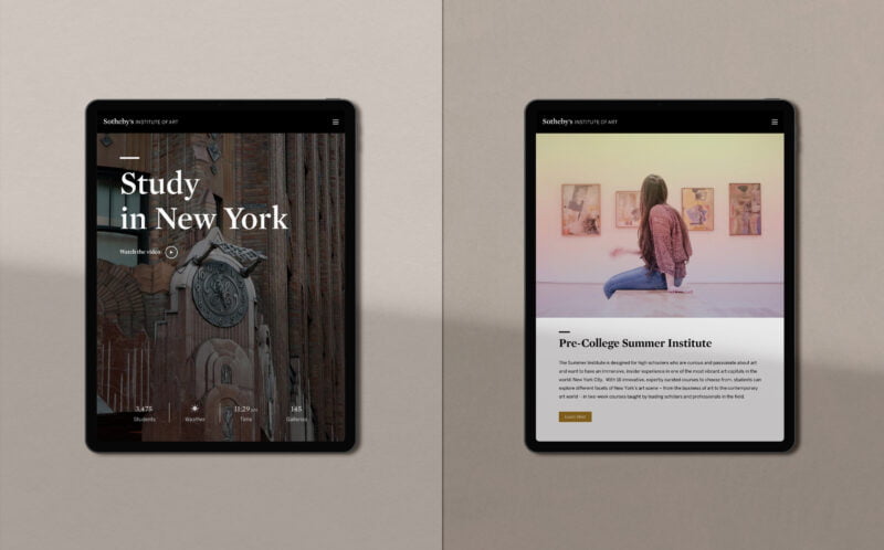 Sotheby's Institute of Art Website on Tablets